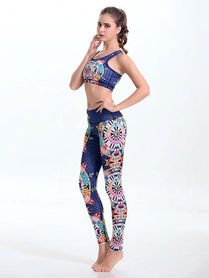 Printed Sports Bra And Leggings Suits