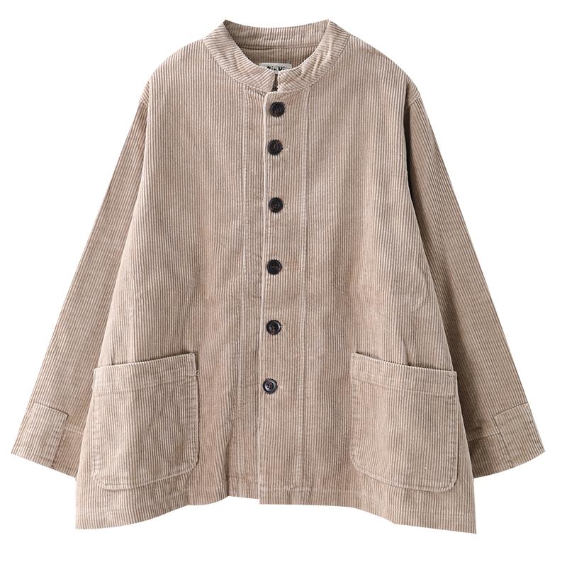 Buykud Patchwork Corduroy Single Breasted Autumn Coat