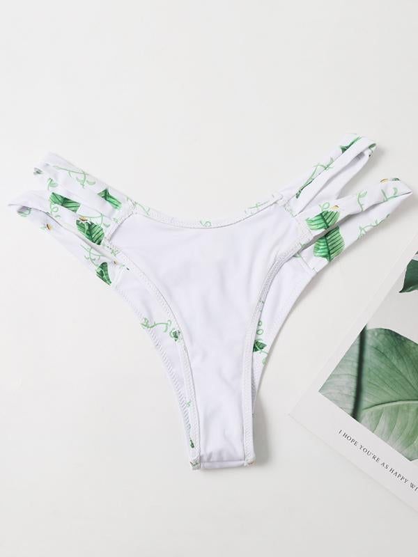 Printed Knotted Split Bikini Swimsuit