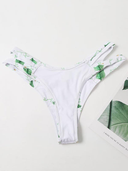 Printed Knotted Split Bikini Swimsuit