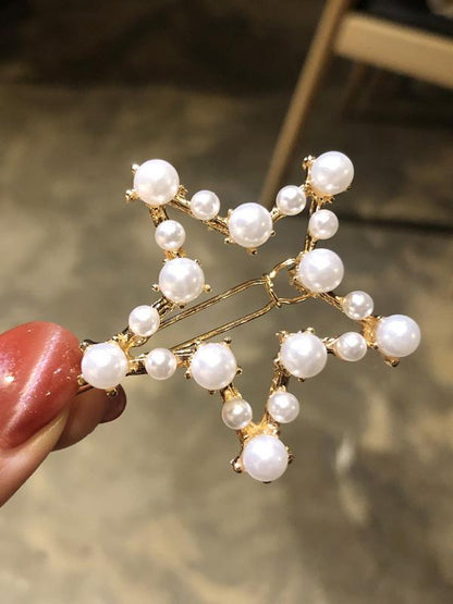 Hollow Faux Pearl Hair Clip Beaded Hair Clip