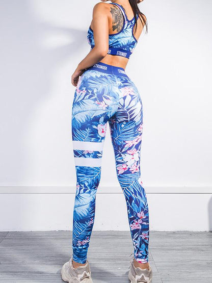Printed Wrap Elastic Yoga Suits