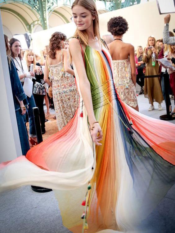 Rainbow Printed Maxi Dress