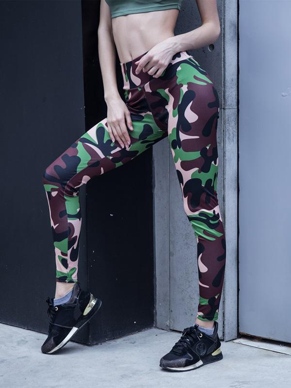 Empire Printed Elastic Wrap Yoga Leggings