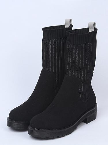 Split Knitting Mid Calf Boots