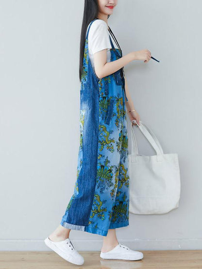 Multicolor Printed Wide Leg Jean Pants