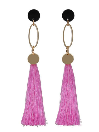 Fashion Alloy-ring Long Tasseled Earrings
