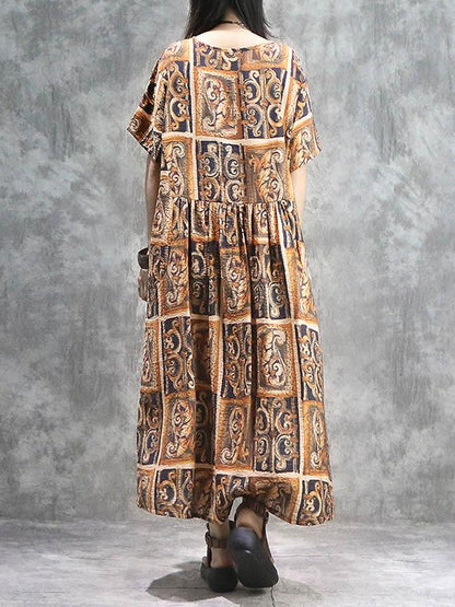 Loose Silk Printed Maxi Dress
