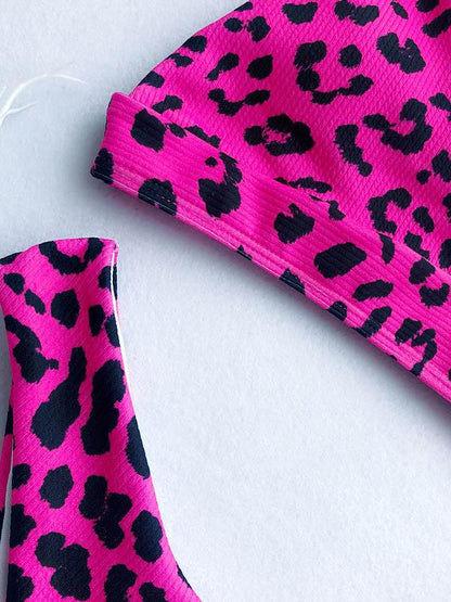 Leopard Printed Spaghetti-neck Bikini Set