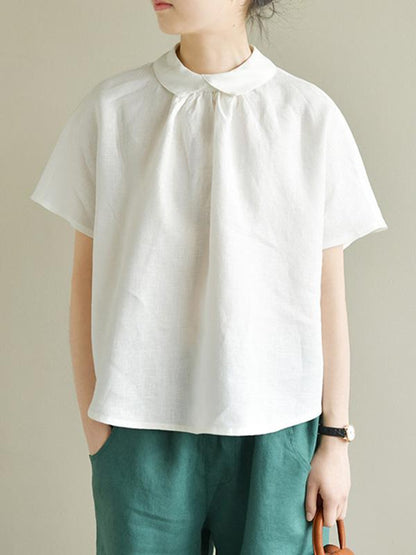 Leisure Solid Lapel Shirt Blouse Tops