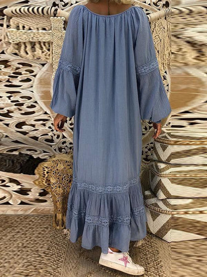 Long Sleeves Lace Loose Maxi Dress