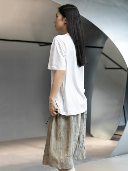 Original Solor Color Linen Wide Leg Shorts