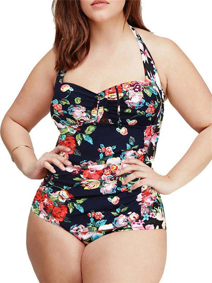 Retro Printed Plus Size Swimwear
