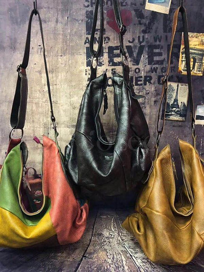 Vintage Manual Staining Genuine Leather Sling Bag