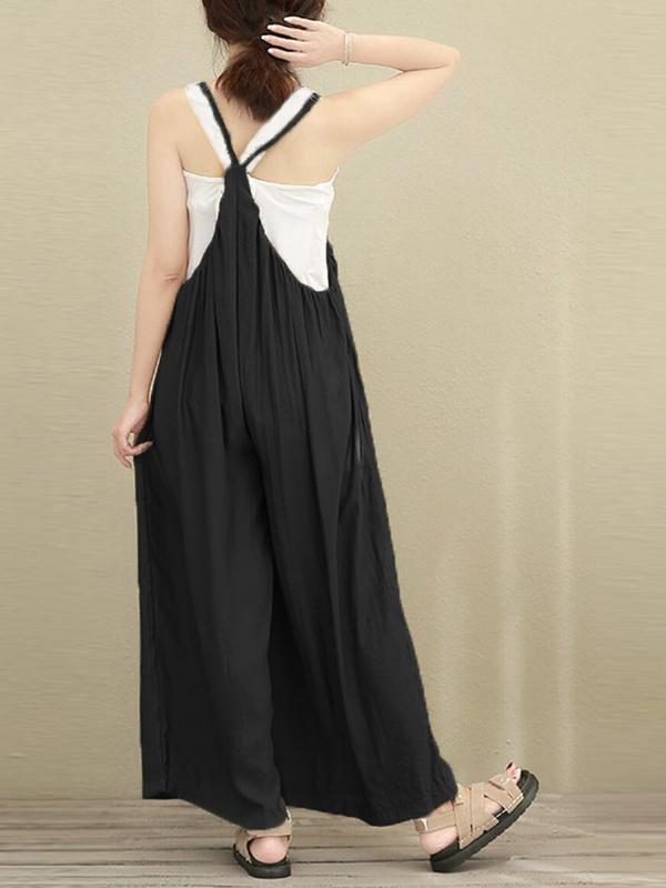 Loose Wide-leg Cotton Jumpsuit