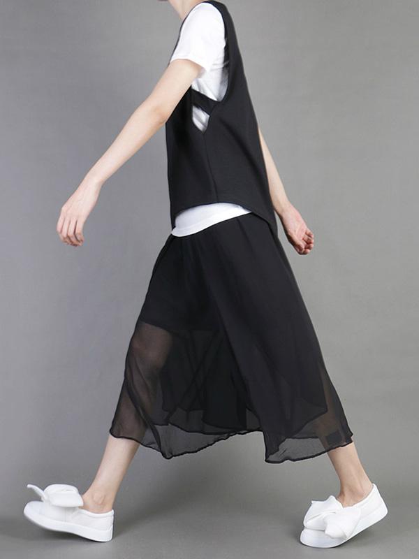Original Solid Chiffon Pleats Skirt