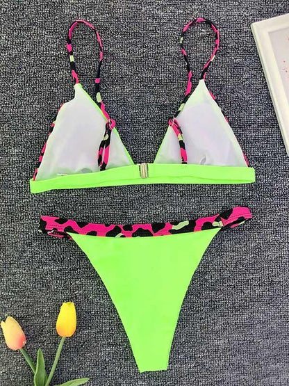 Split-joint Triangle Top With Panty Bikini Set