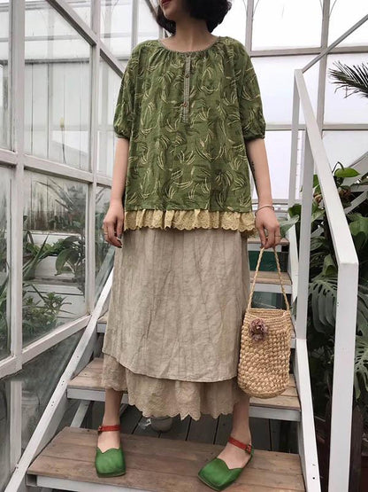 Loose Lacy Split-joint T-shirt