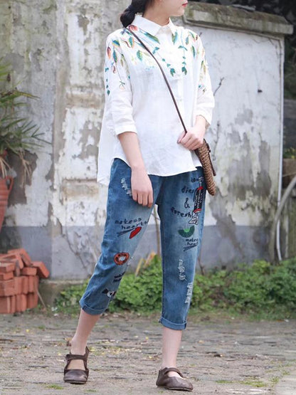Retro Elastic Waist Harem Pants
