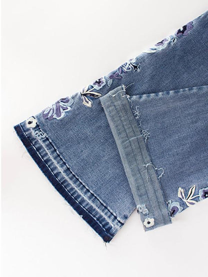 Fashion Embroidered Jean Pants Bottoms