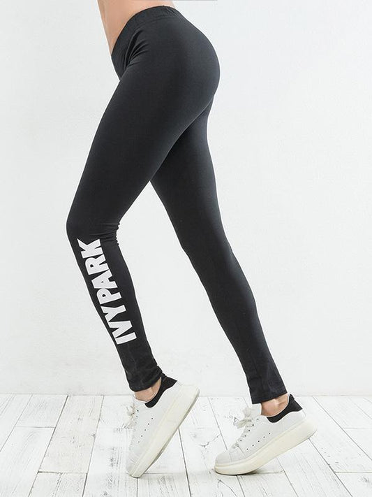 Letter Print High Waisted Yoga Leggings