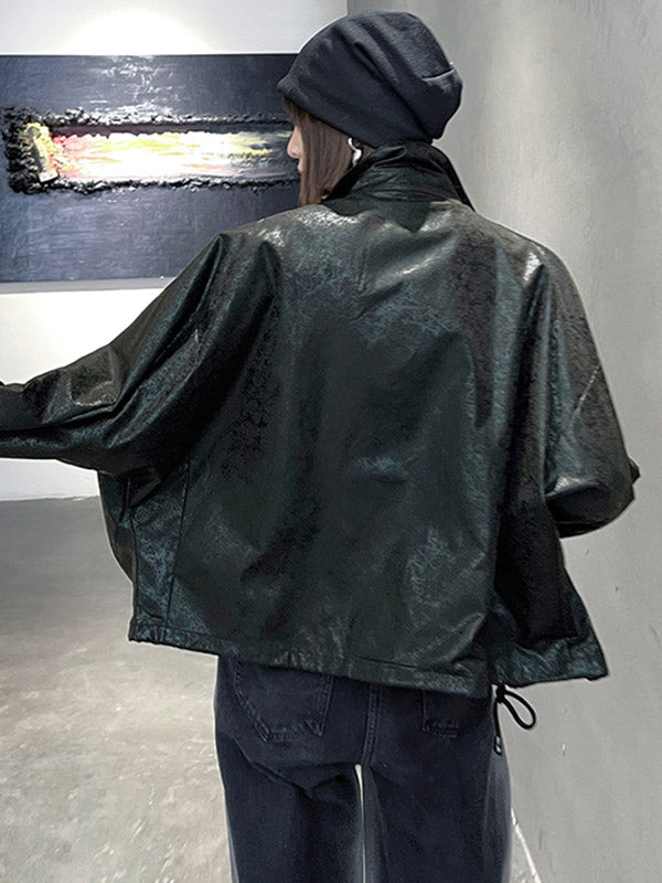 Original Stylish Cool Loose Split-Joint With Pocket Buttoned Drawstring Lapel Collar Long Sleeves Jacket Outwear