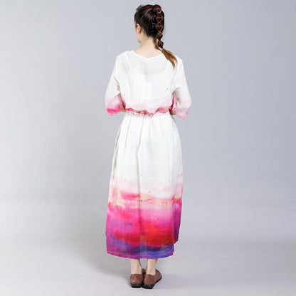 Ethnic Style Casual V-Neck Half Sleeve Dress