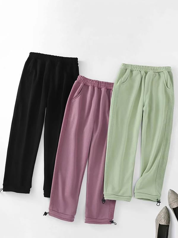 Loose Side Split-joint Straight Leg Drawstring Athletic Pants
