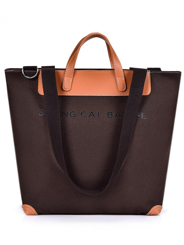 Casual Contrast Color Canvas Tote Bag