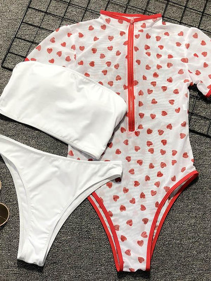Bandeau Plain White Bikini Swimsuit