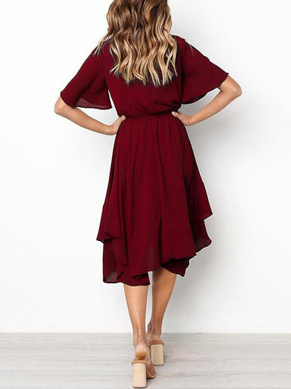Bohemia Cropped Elastic Solid Midi Dresses