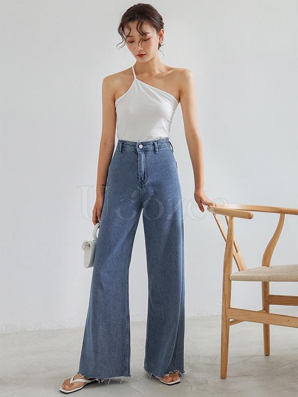 Casual Empire Column Wide Leg Jean Pants