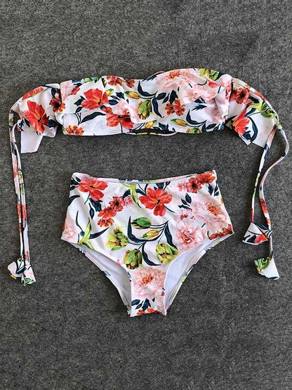 Off-the-shoulder Floral Bandeau Bikini