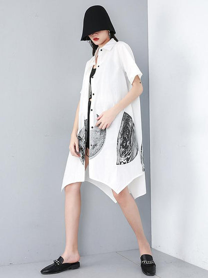 Ink Printed Cropped Shirt Dress