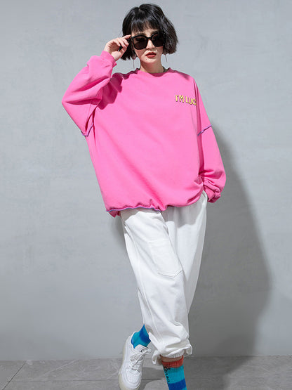 Casual Contrast Color Printed Long Sleeves Sweatshirt Top