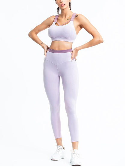 Sexy Sleeveless Contrast Color Yoga Suits