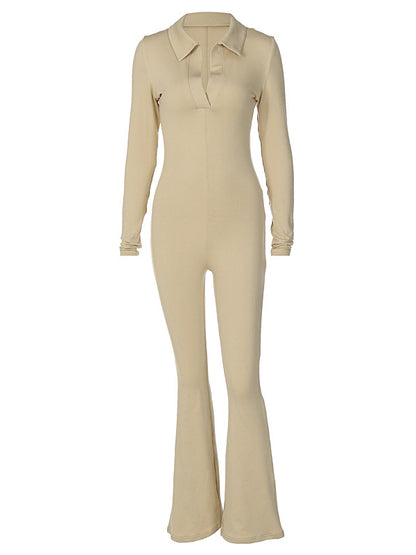 Solid Color Long Sleeves Jumpsuits