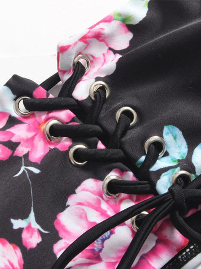 Floral Printed Bandage Bikinis Swimwear