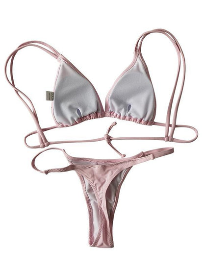 Solid Spaghetti Straps Bikinis Swimwear