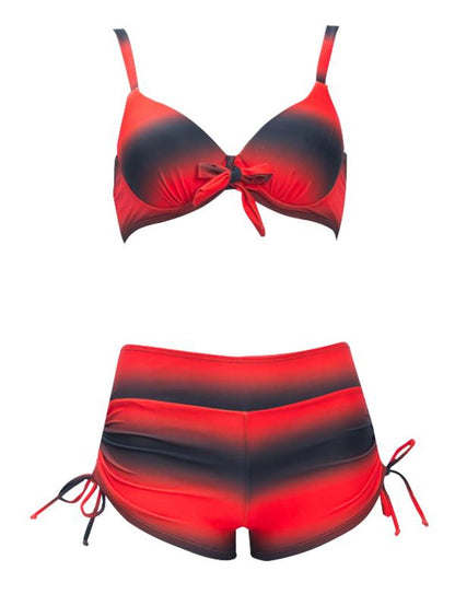 High Waist Black Stripes Bikinis Swimwear