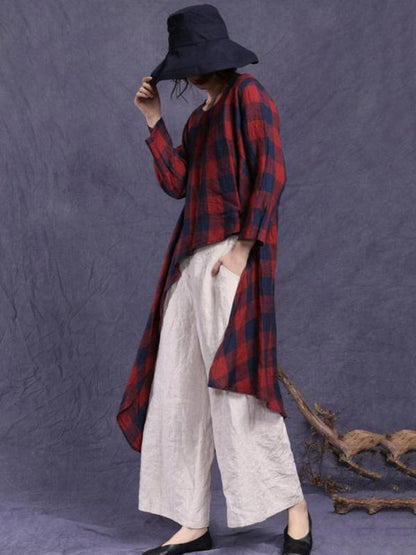 HIGH-LOW LINEN LOOSE SOLID SHIRT TOP
