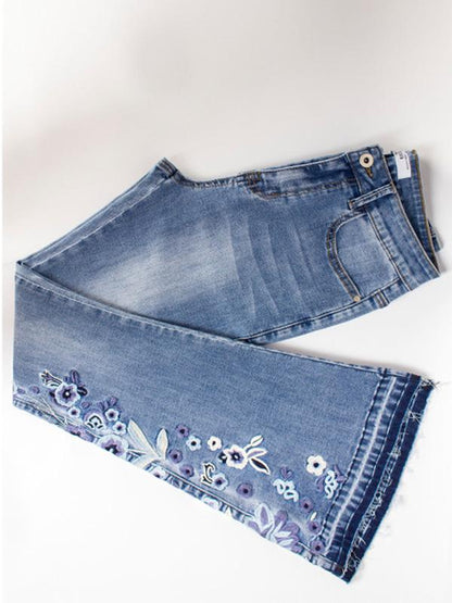 Fashion Embroidered Jean Pants Bottoms