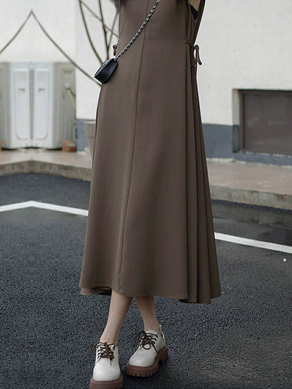 Urban Casual Brown&Black Sleeveless Midi Dress