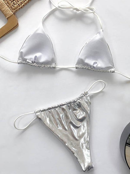 Triangles Bandage Gilding Split Type Bikini Swimsuit