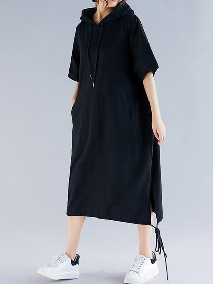 Oversize Solid Hooded Dress