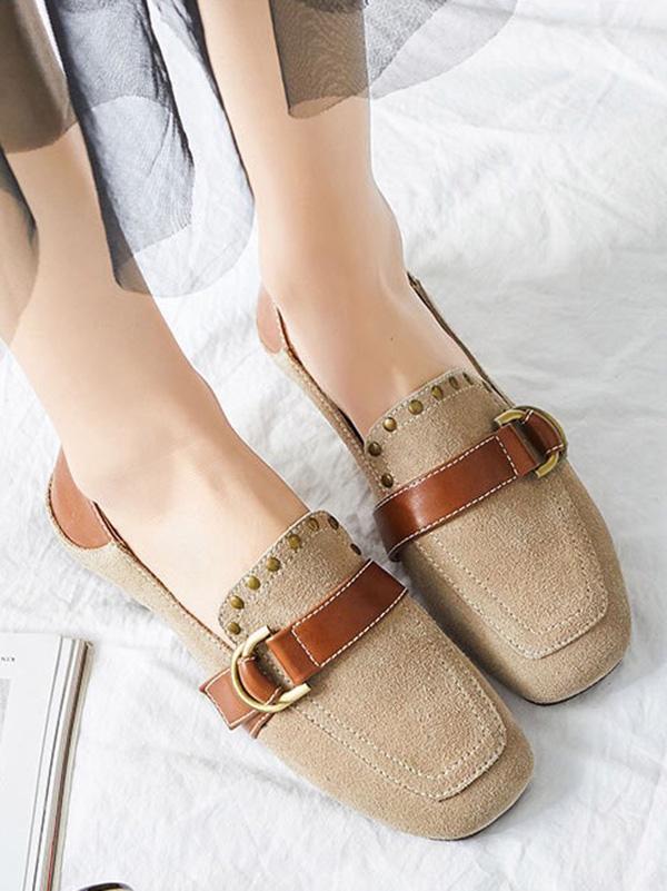 Comfortable Split-joint Leather  Flat Shoes