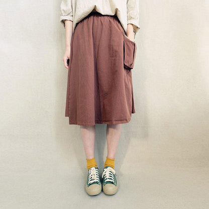 Double Layer Solid Color Pockets A-Line Skirt