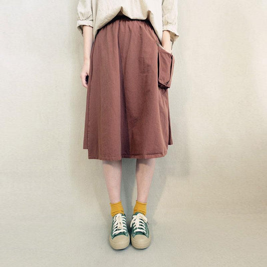 Double Layer Solid Color Pockets A-Line Skirt