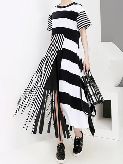 Original Asymmetric Striped Dress