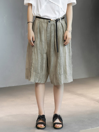 Original Solor Color Linen Wide Leg Shorts